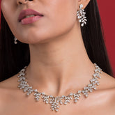 Crystal Sterling Silver Necklace Set For Women