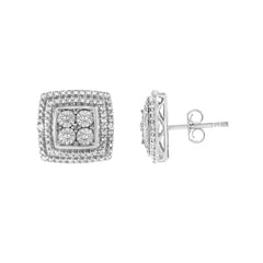 Crystal Cube Sterling Silver Stud Earring for Women