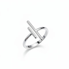 Geometric Grace Band Silver Ring for Women