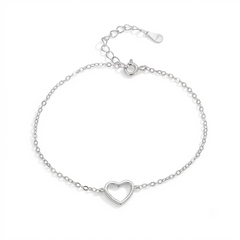 Hollow Heart Silver Anklet for women