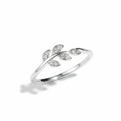 Leaf Whisper Silver Ring for Women