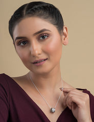 Droplet Circle Sterling Silver Necklace For Women