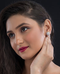 Circle Stud Silver Earring For Women