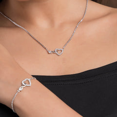 Love Sterling Silver Bracelet & Necklace Set For Women