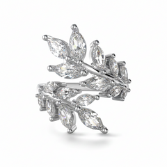 Marquise Leaf Symphony Silver Ring for Women