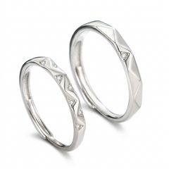 Peaks of Love Silver Couple Ring Set