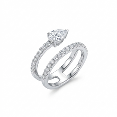 Pear Harmony Duo Silver Ring for Women