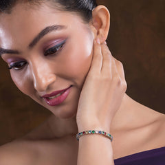 Rainbow Tennis Silver Bracelet For Women