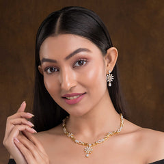 Frozen Sterling Silver Necklace & Earring Set