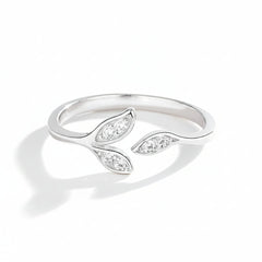 Twin Leaves Silver Ring for Women
