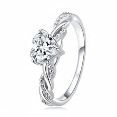 Twist Heart Radiance Silver Ring for Women