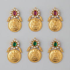 Lakshmi Design Kasu Pendant & Earrings in 925 Sterling Silver