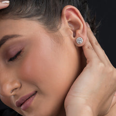 Round CZ Silver Earring For Women