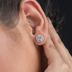 Round CZ Silver Earring For Women