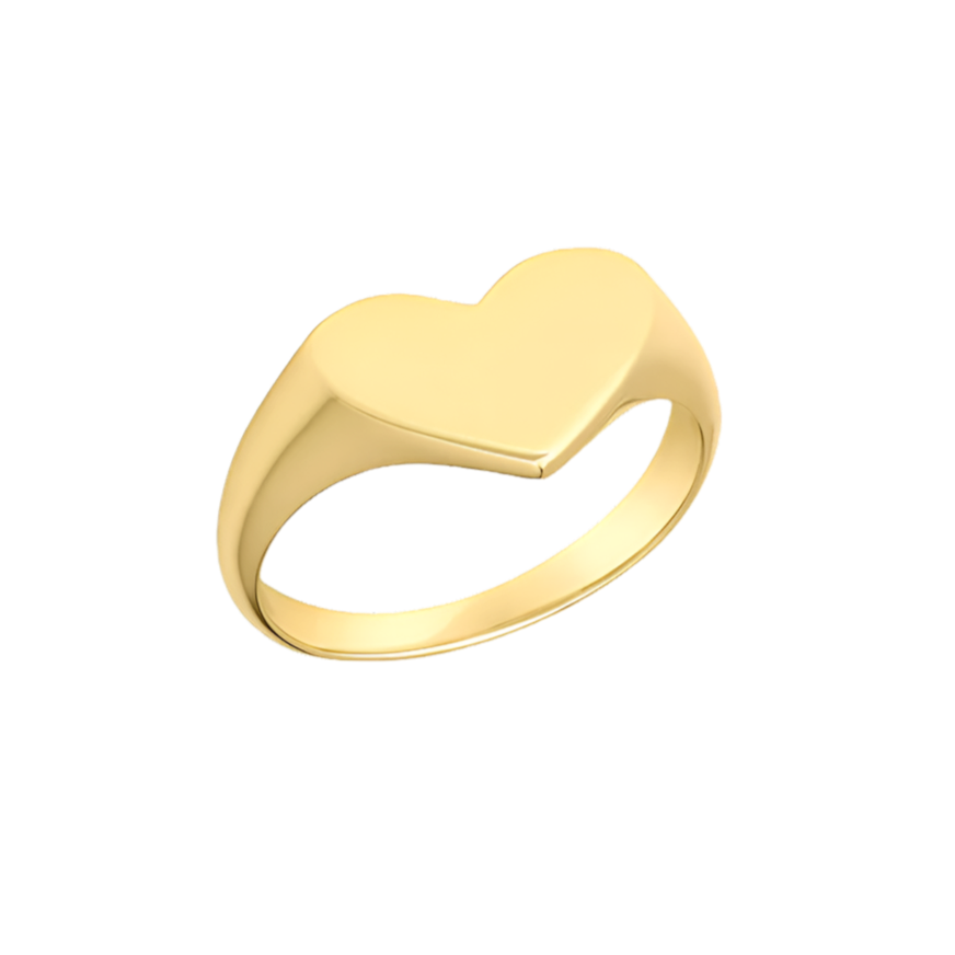 Classic Gold Heart Sterling Silver Ring for Women