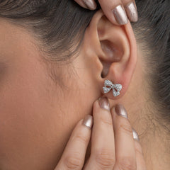 Bow Silver Earring For Women