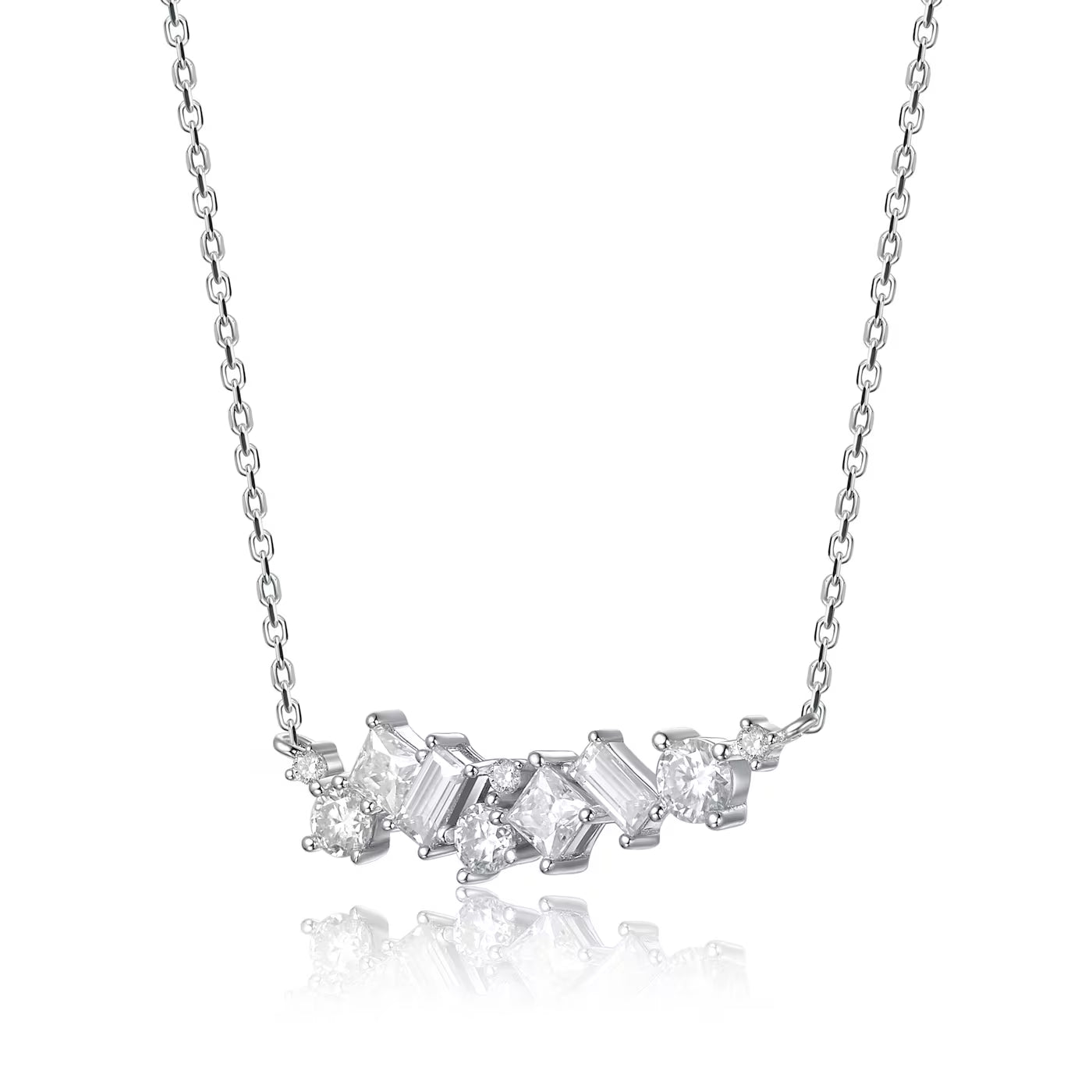 Crystal Streak Sterling Silver Necklace for Women
