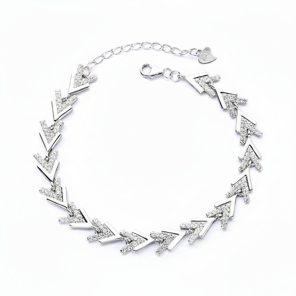 Arrowhead Shimmer Silver Bracelet For Women