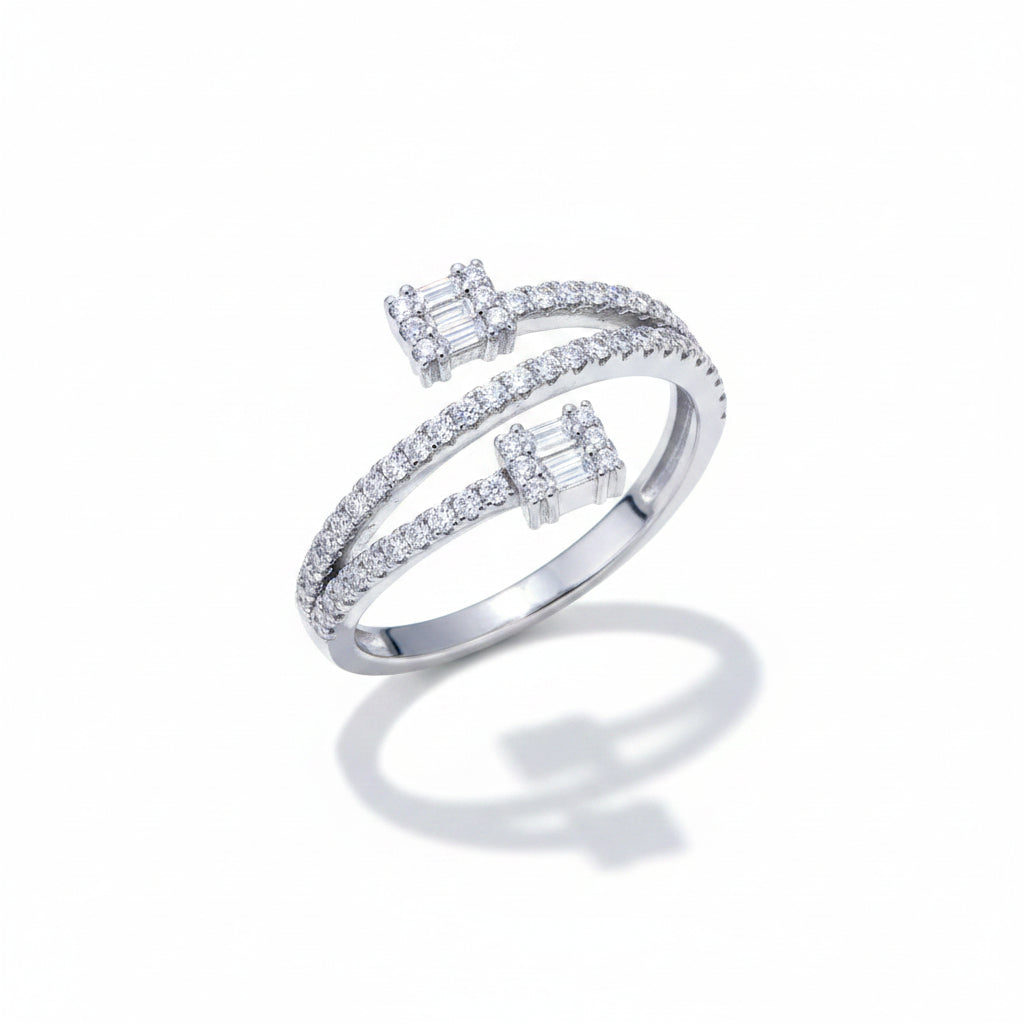 Baguette Duo Elegance Silver Ring for Women