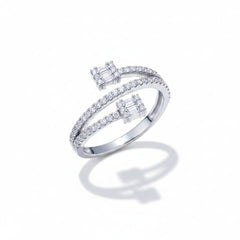 Baguette Duo Elegance Silver Ring for Women