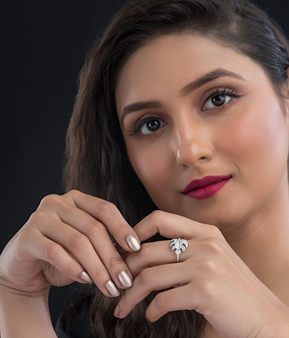 FloraLeaf Silver Ring For Women