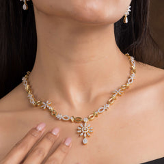 Frozen Sterling Silver Necklace & Earring Set