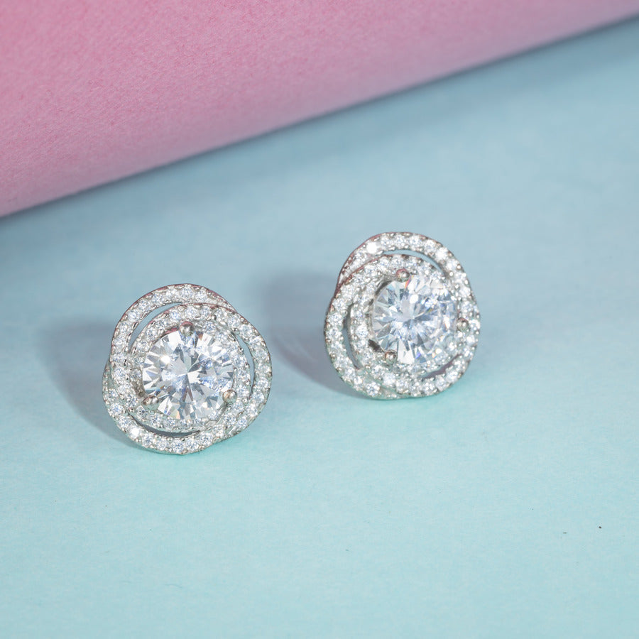Circle Stud Silver Earring For Women