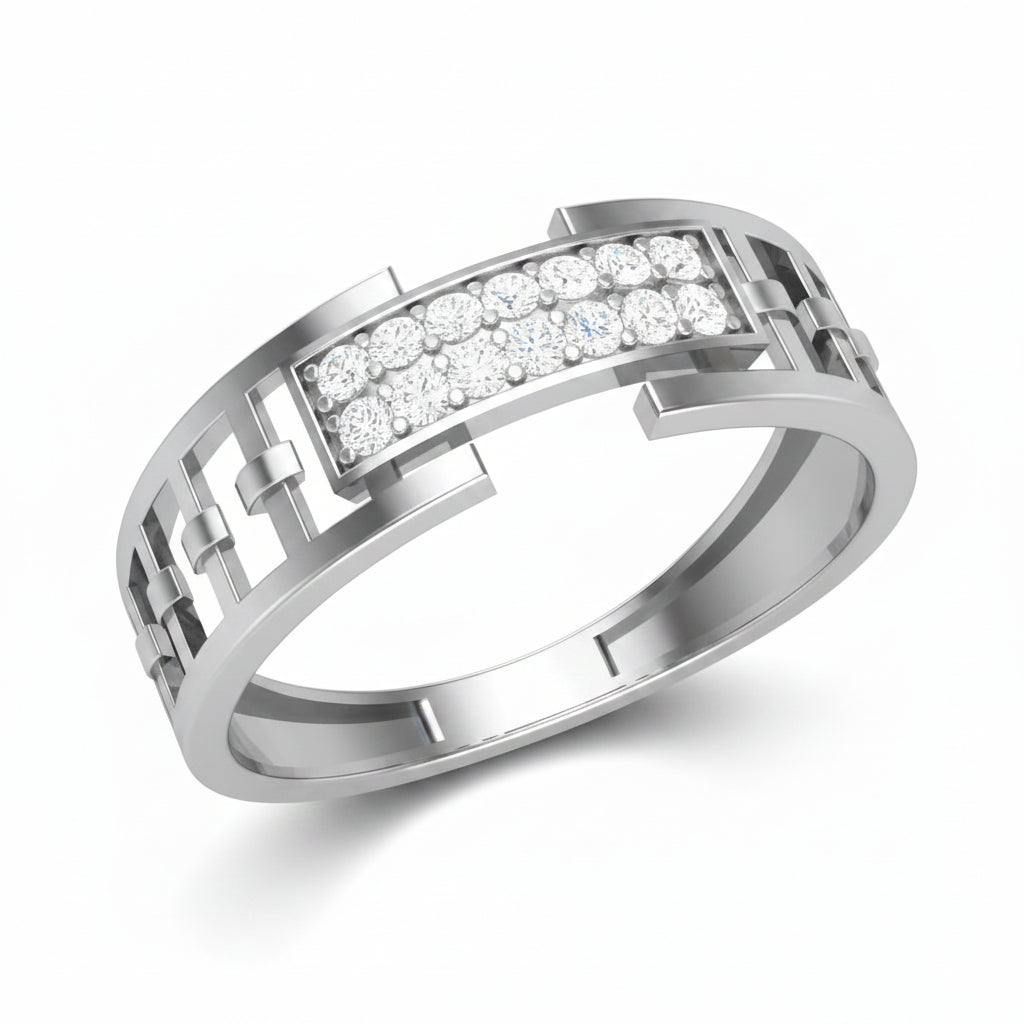 Corinthian Band Silver Ring for Men