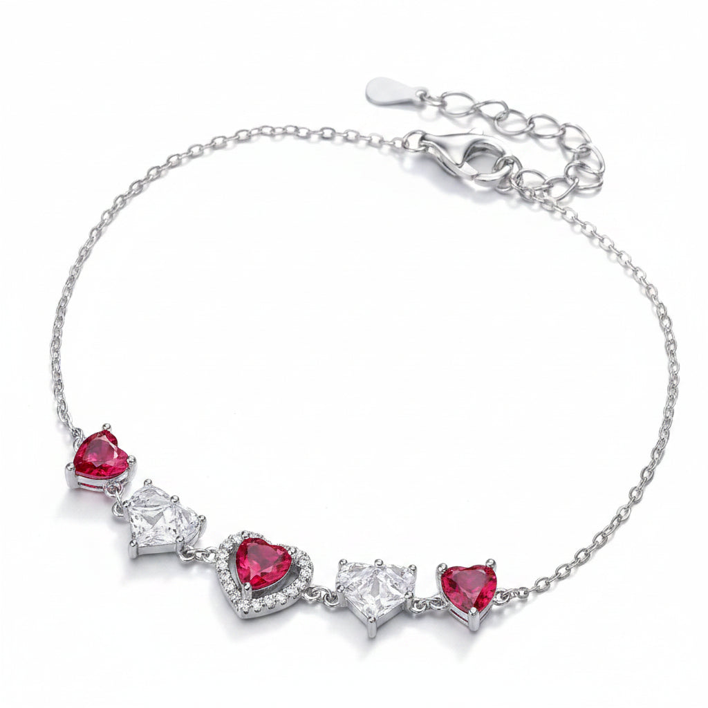 Crimson Devotion Silver Bracelet For Women