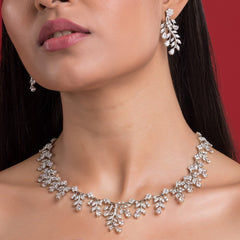 Crystal Sterling Silver Necklace Set For Women