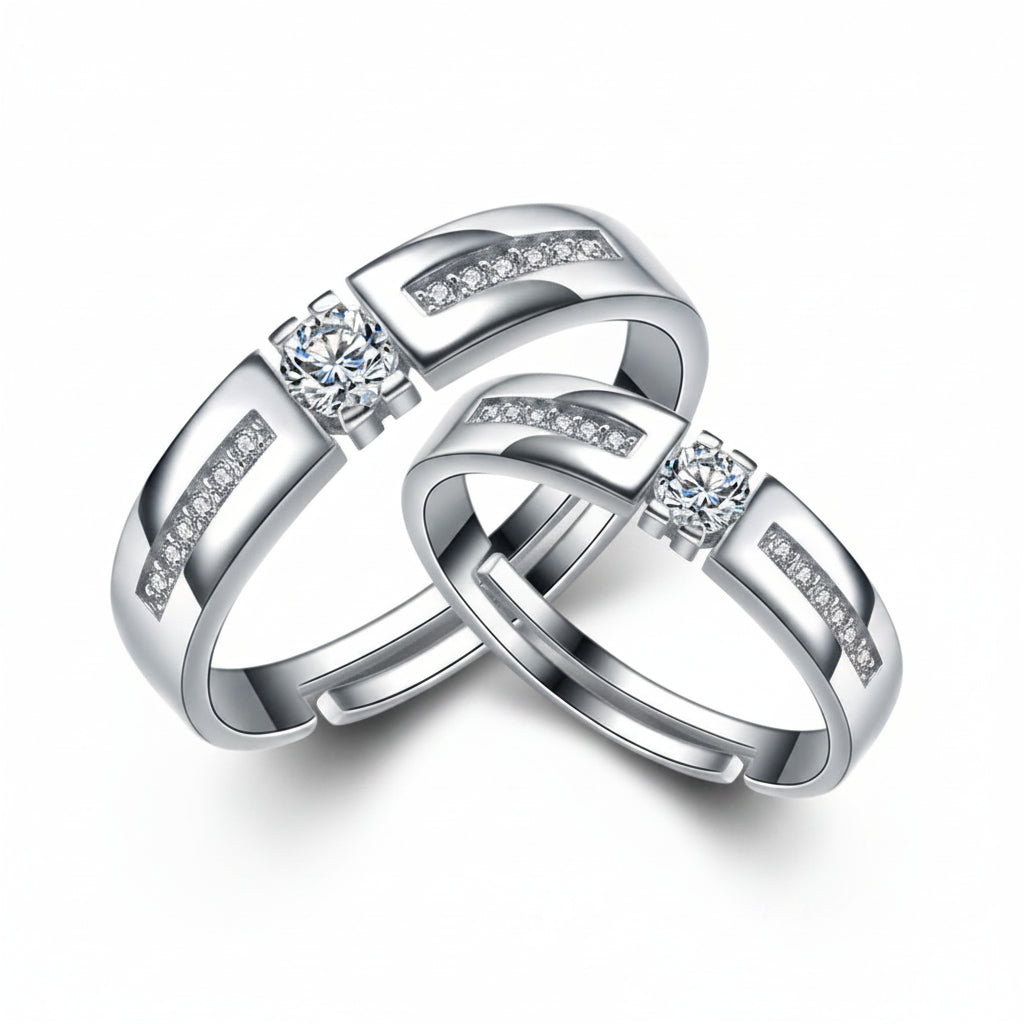 Destiny Bridge Silver Couple Ring Set