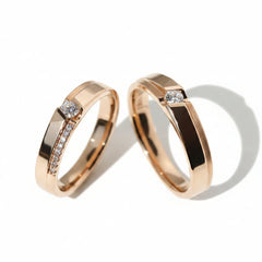 Diamond-Cut Sparkle Silver Couple Ring Set