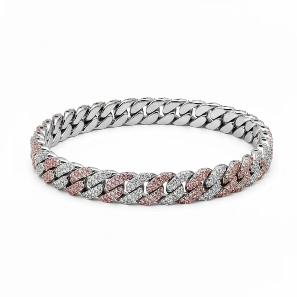 Duo-Drip Cuban Men's Silver Bracelet