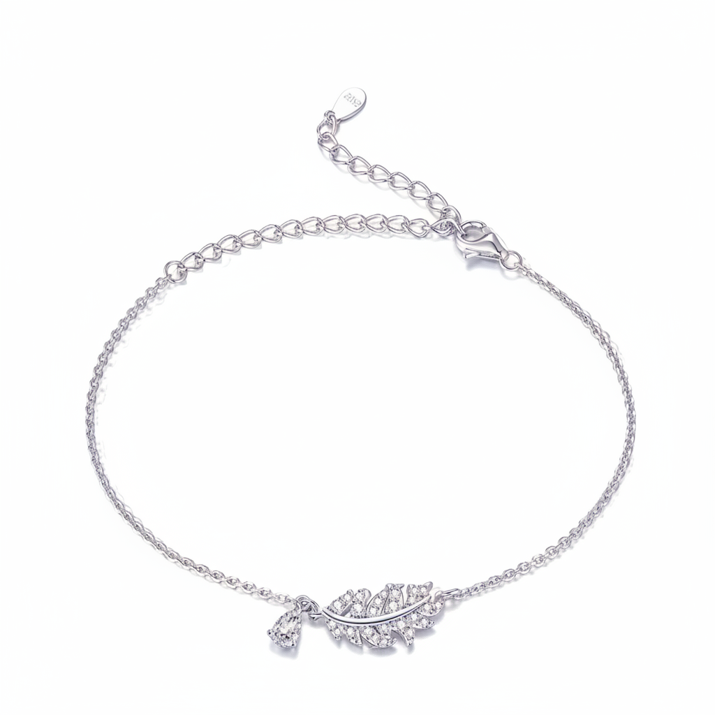 Ethereal Plume Silver Bracelet For Women