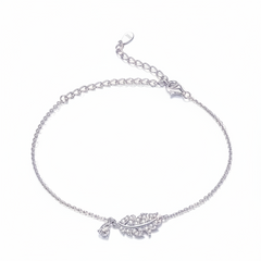 Ethereal Plume Silver Bracelet For Women