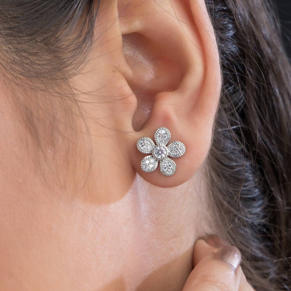 Floral Silver Earring For Women