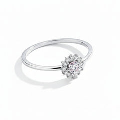 Halo Blossom Silver Ring for Women