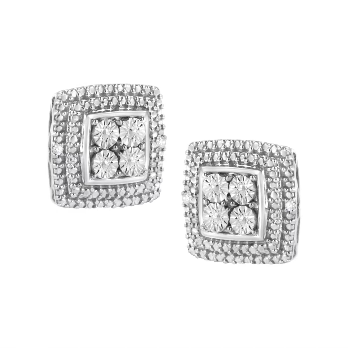 Crystal Cube Sterling Silver Stud Earring for Women