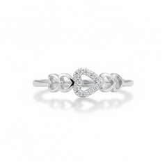Heart Chain Radiance Silver Ring for Women