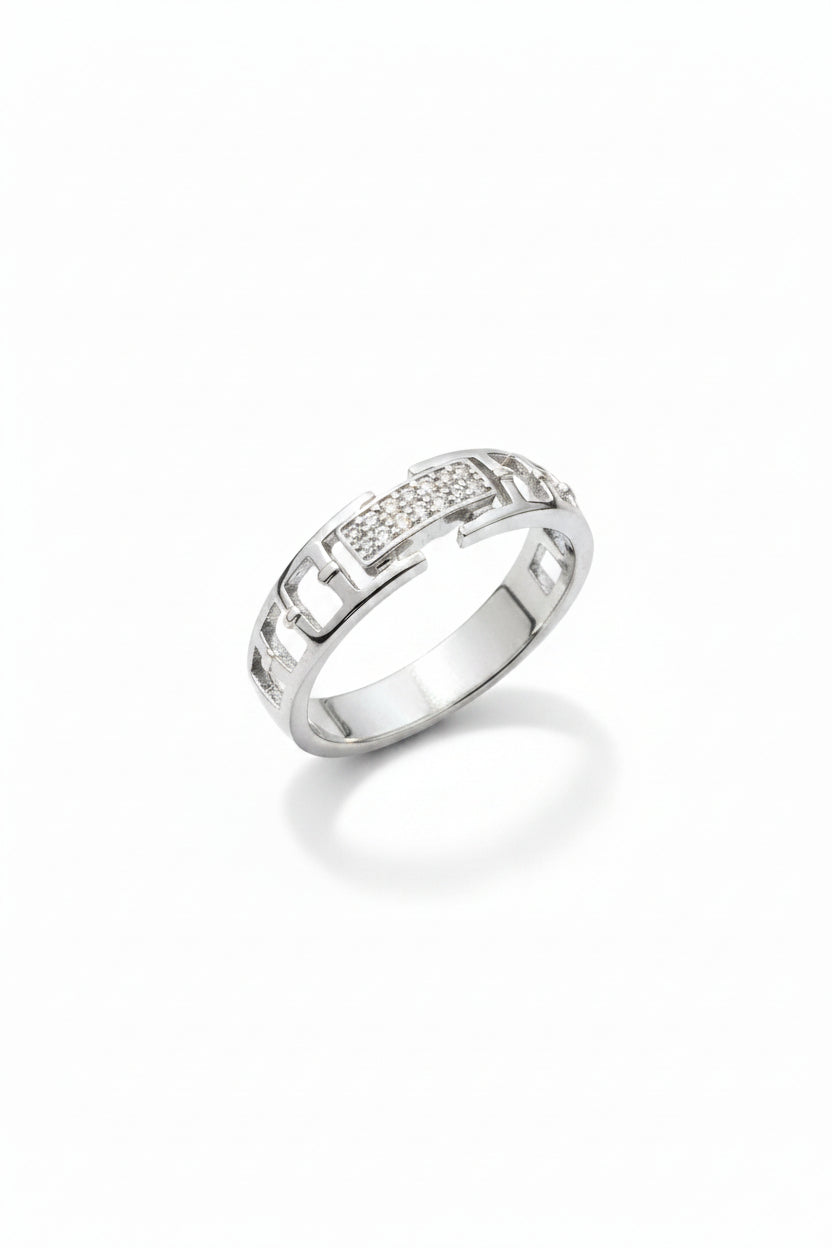 Hexline Silver Ring for Men