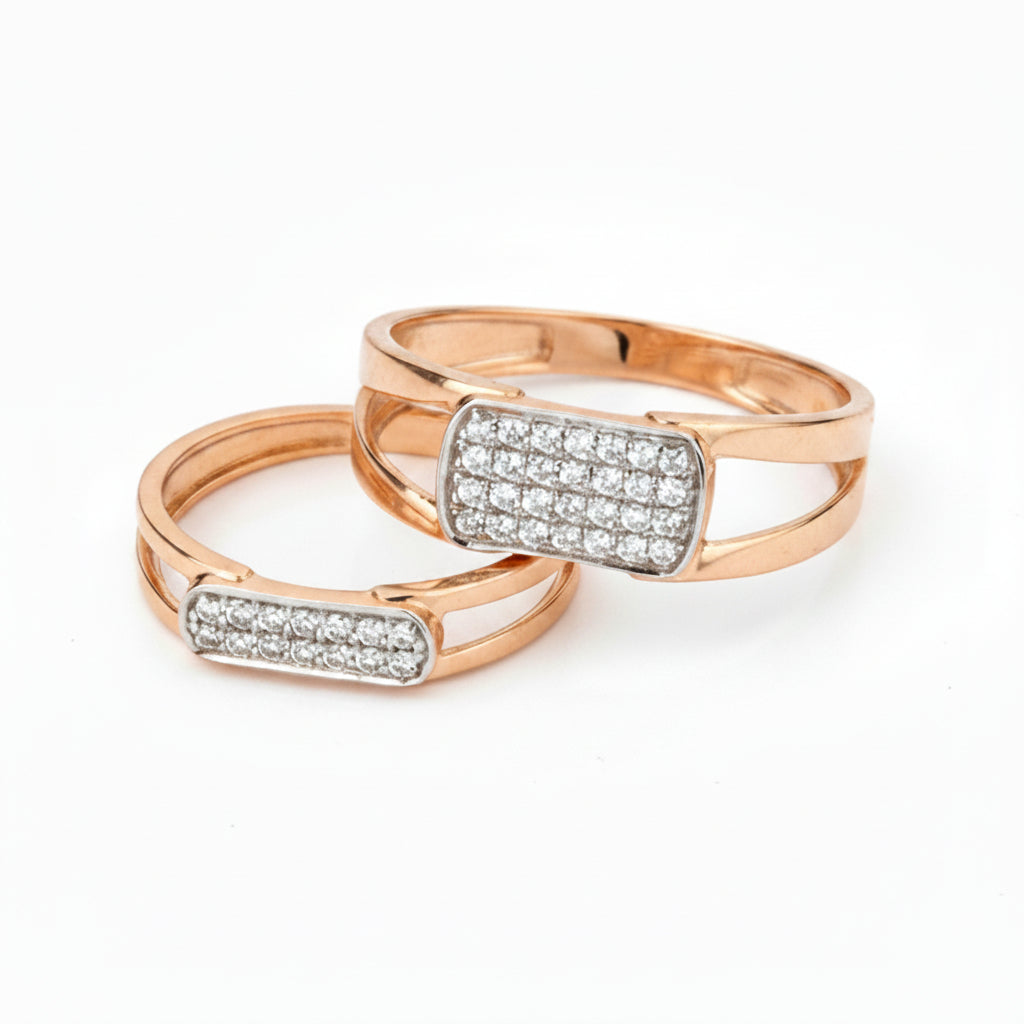 Diamond Accented Silver Couple Ring Set