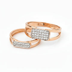 Diamond Accented Silver Couple Ring Set