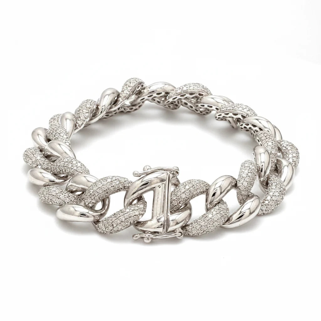 Imperial Baguette Men's Silver Bracelet