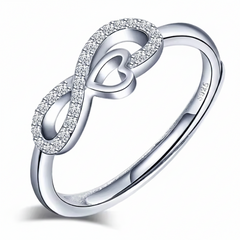 Infinity Love Heart Silver Ring for Women