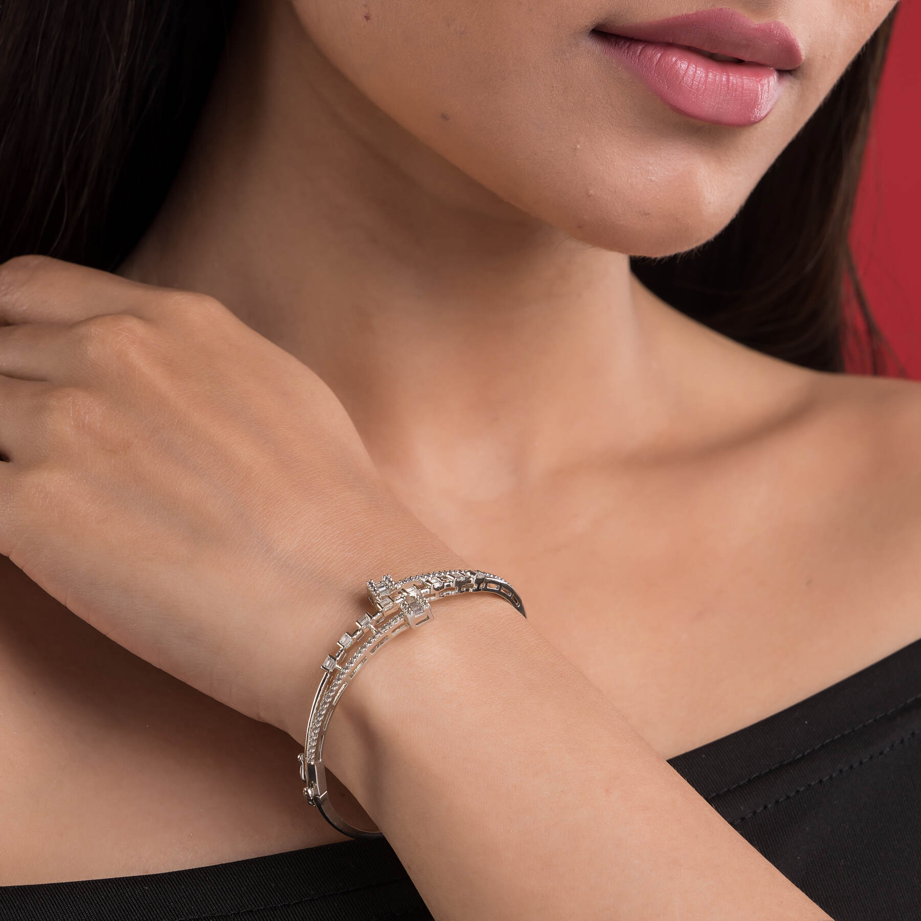 Sparkle Silver Bangle For Women
