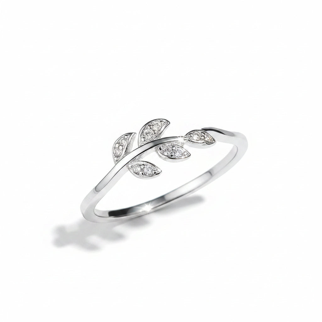 Leaf Whisper Silver Ring for Women