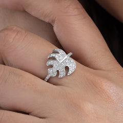 FloraLeaf Silver Ring For Women