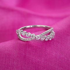 Criss Cross CZ Diamond Silver Ring