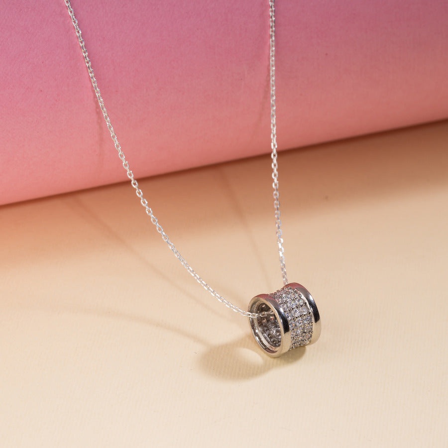 Droplet Circle Sterling Silver Necklace For Women