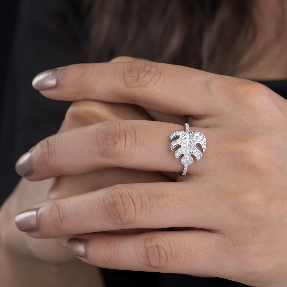 FloraLeaf Silver Ring For Women